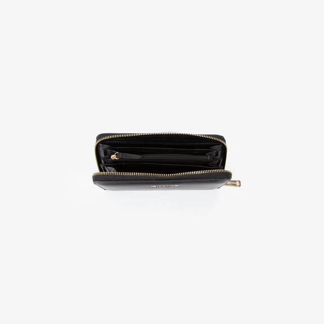 Valentino portafoglio donna con chiusura zip e logo metallico NERO TU | Giò Fashion