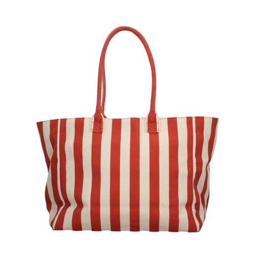 Borsa shopper Liu Jo a righe in tessuto con logo ricamato