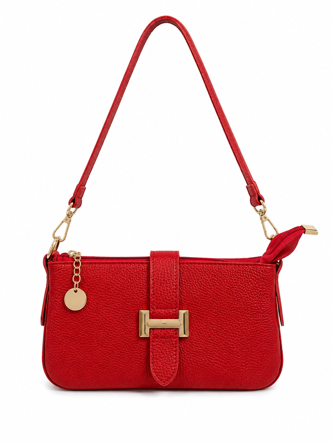 Borsa a Tracolla Vera Pelle Donna Compatta con Chiusura Decorativa