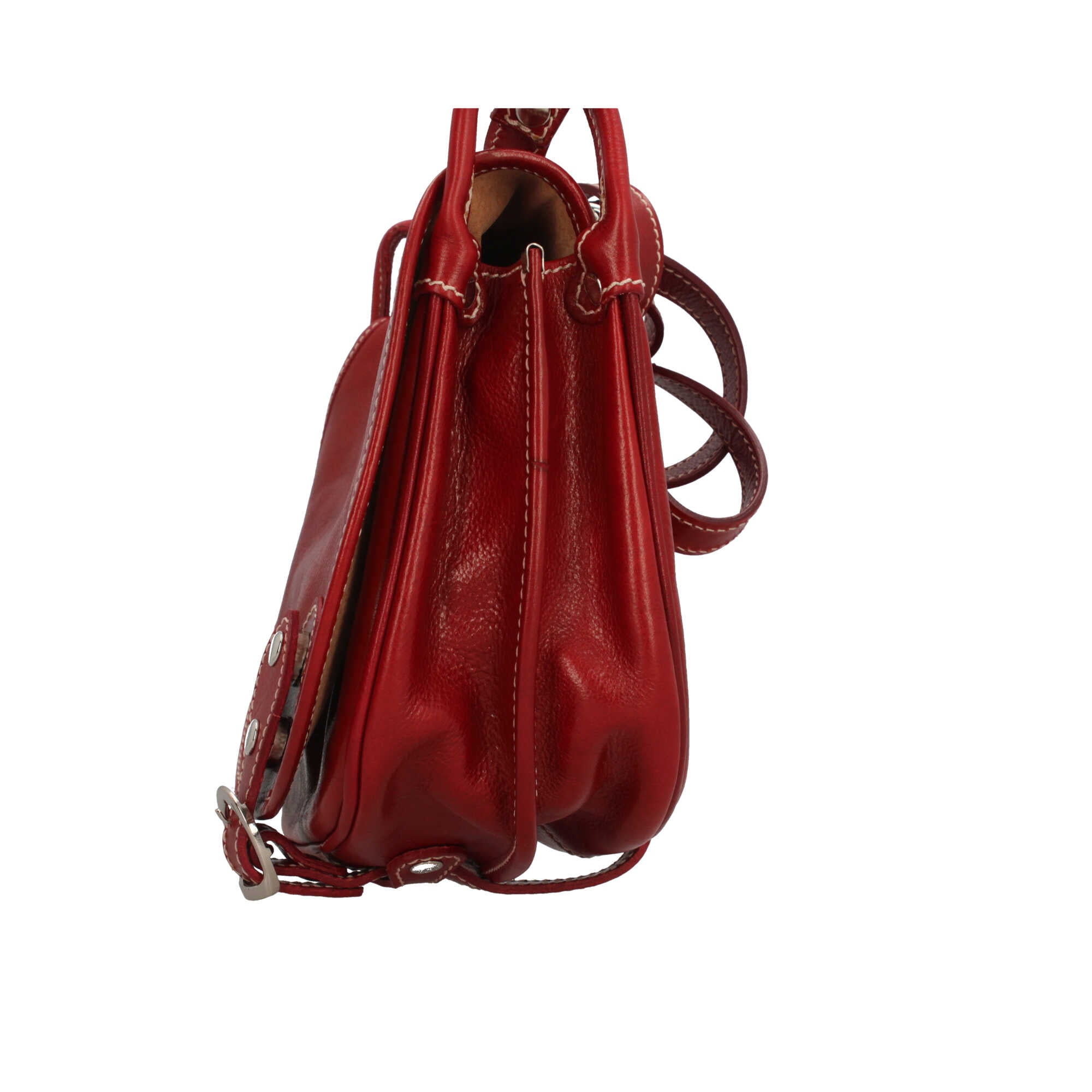 borsa a spalla con chiusura con patta made in italy in vera pelle BORDEAUX TU | Giò Fashion