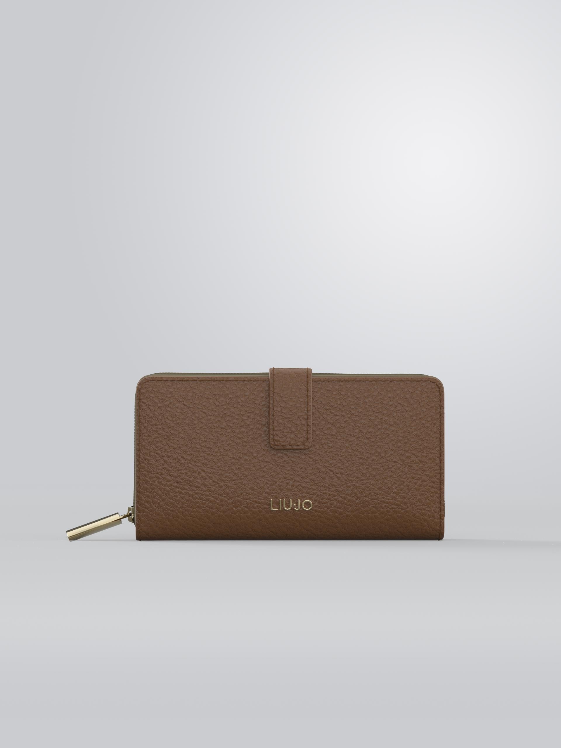 Portafoglio Liu Jo grande zip around con patta elegante donna Marrone TU | Giò Fashion