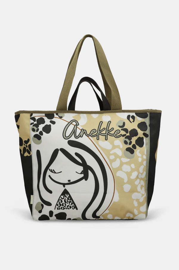 Borsa mare Anekke grande capiente con doppi manici e chiusura con zip VERDE TU | Giò Fashion