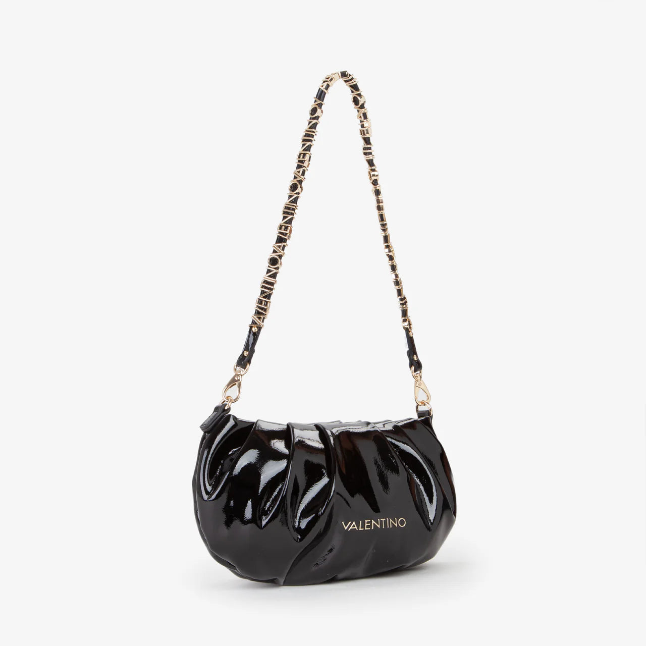Valentino borsa a spalla in vernice con manico intrecciato Nero TU | Giò Fashion