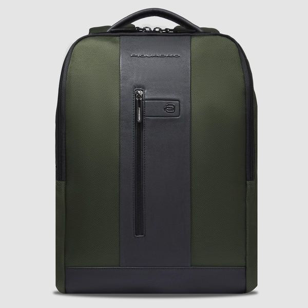 Zaino porta computer Piquadro in pelle e tessuto con sistema di sicurezza integrato Verde TU | Giò Fashion