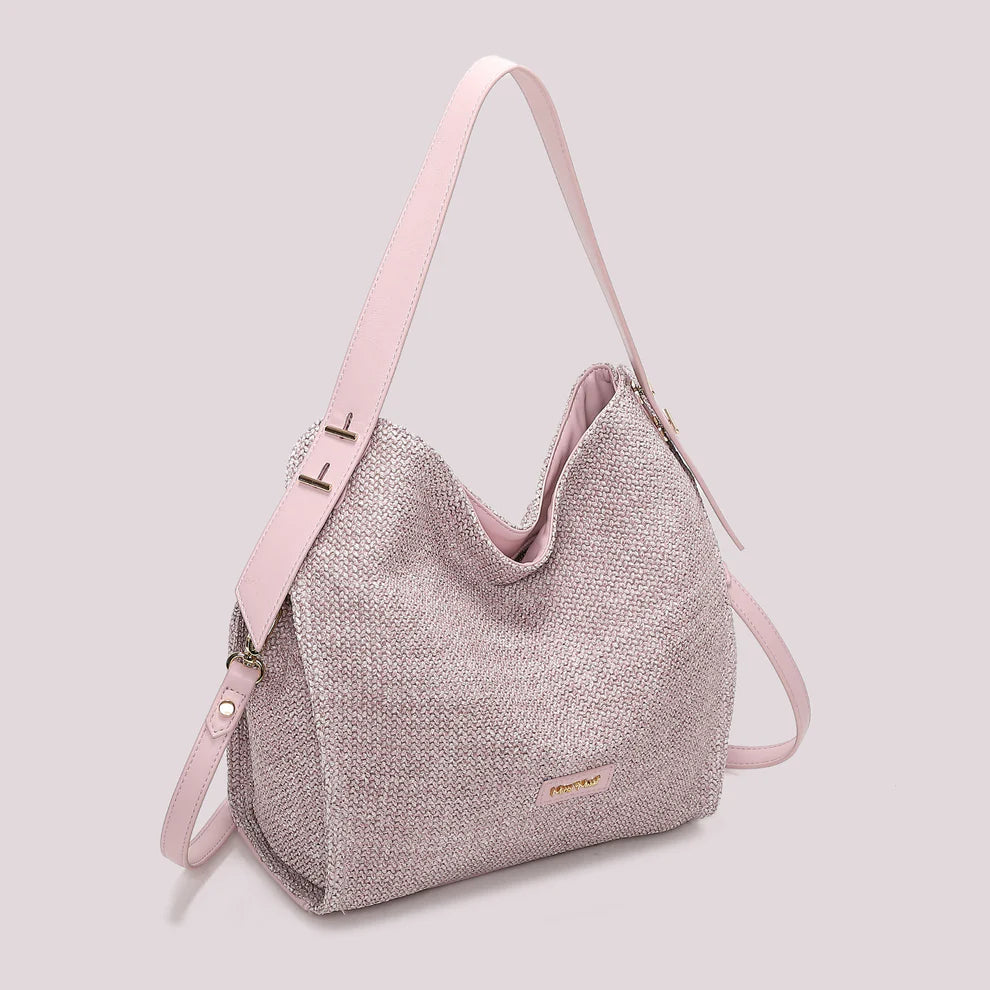 Borsa Hobo Mimi Mua Paglia Lilla TU | Giò Fashion