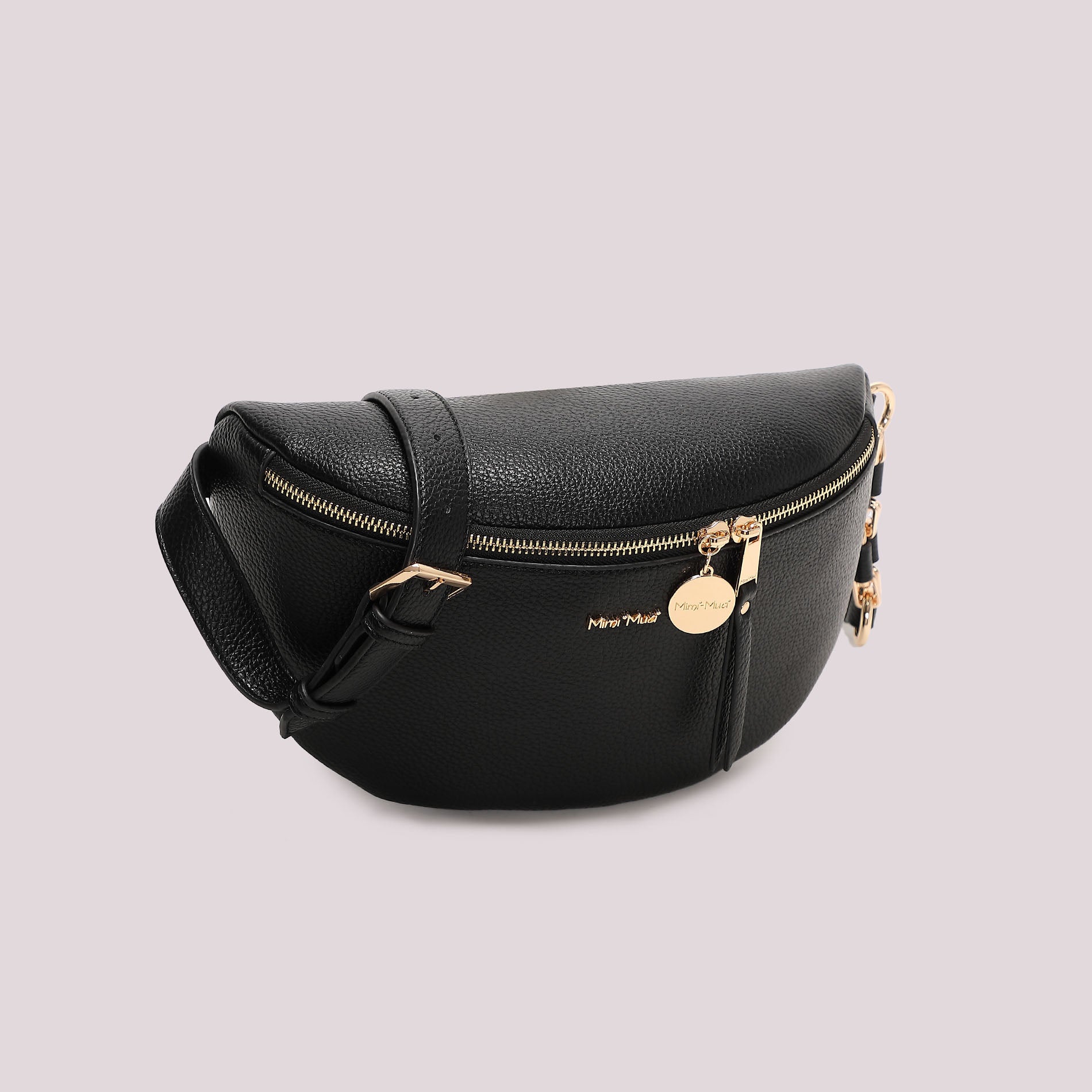Marsupio donna Mimi Mua effetto pelle con zip e dettagli dorati Nero TU | Giò Fashion