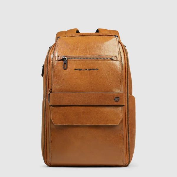 Zaino Piquadro in pelle porta PC 14 pollici con comparto viaggio e doppio scomparto organizzato Beige TU | Giò Fashion