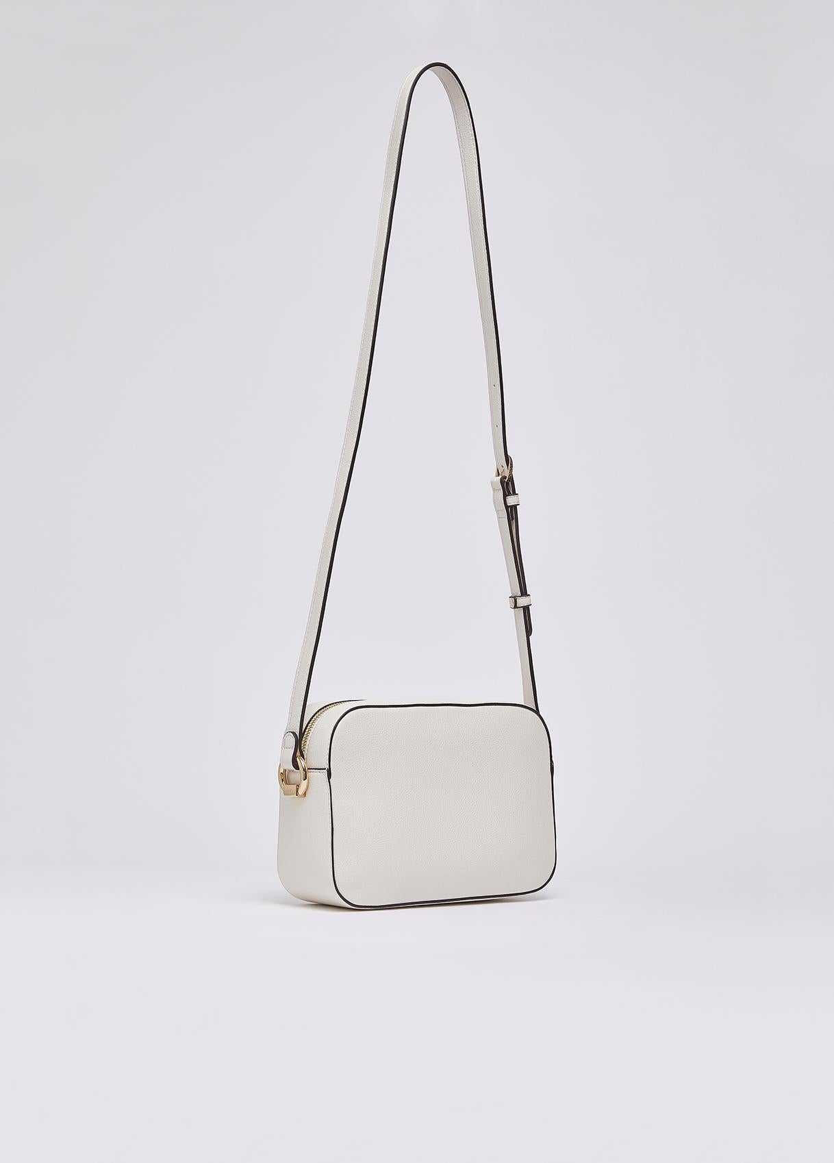 Borsa a tracolla Liu Jo compatta con logo frontale e chiusura zip Cream TU | Giò Fashion