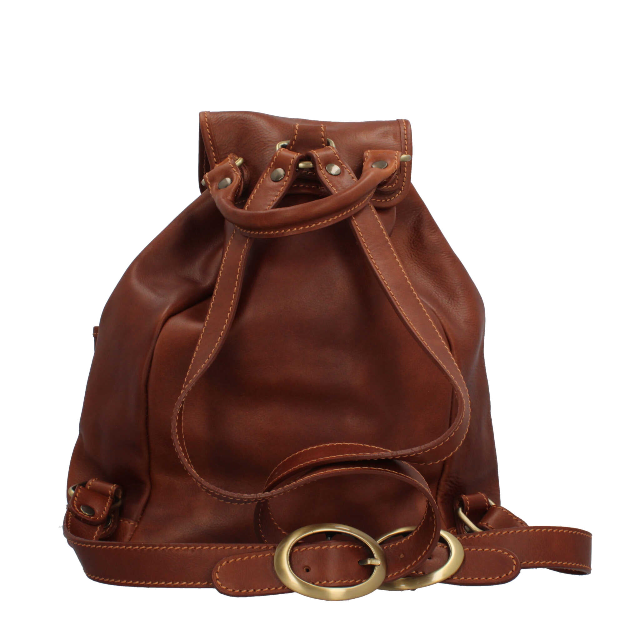Zaino a sacchetto in vera pelle artigianale Il Giglio Made in Italy Marrone TU | Giò Fashion
