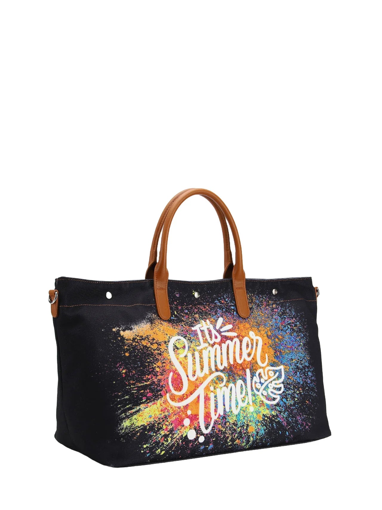 Borsa mare Ynot in tessuto con stampa estiva e tracolla rimovibile