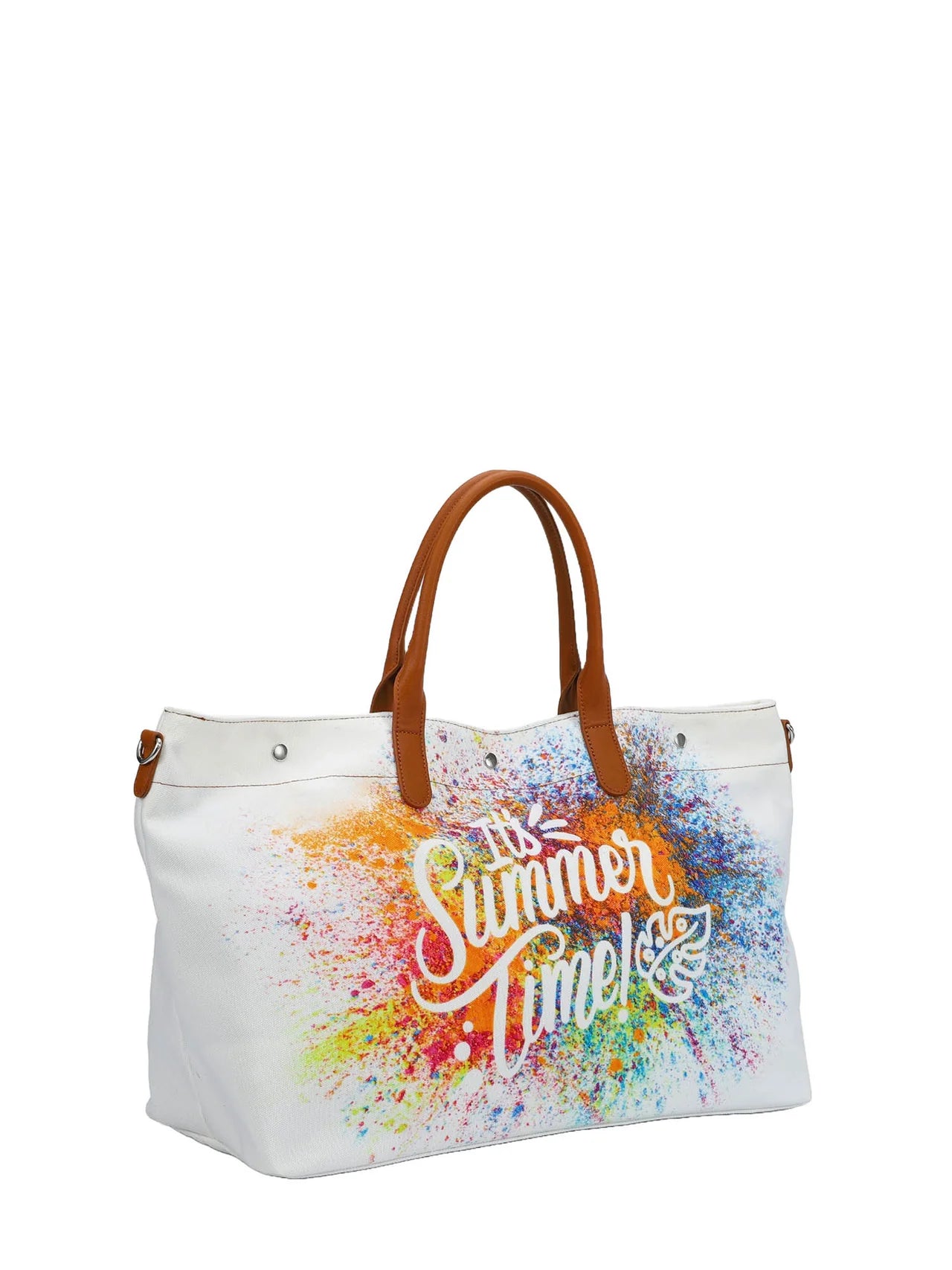 Borsa mare Ynot in tessuto con stampa estiva e tracolla rimovibile