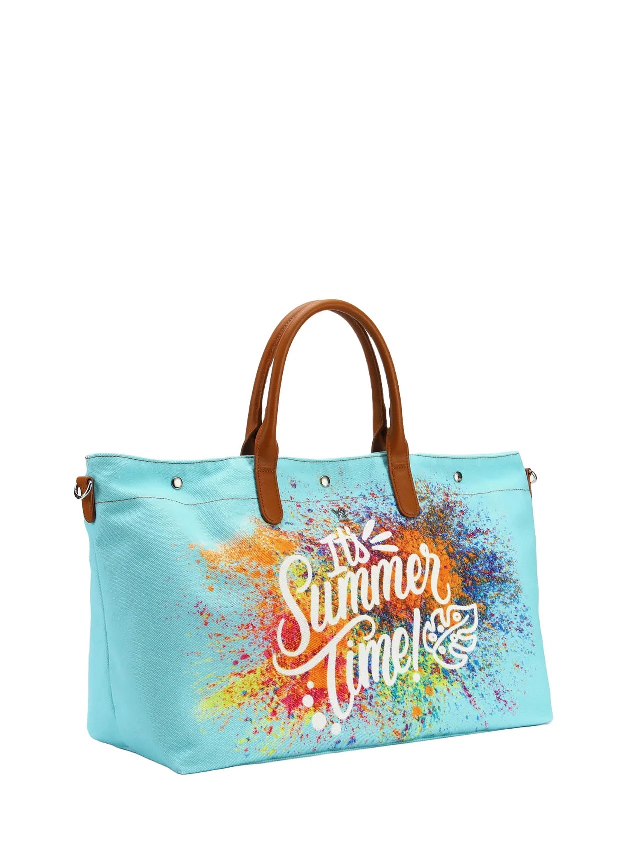 Borsa mare Ynot in tessuto con stampa estiva e tracolla rimovibile