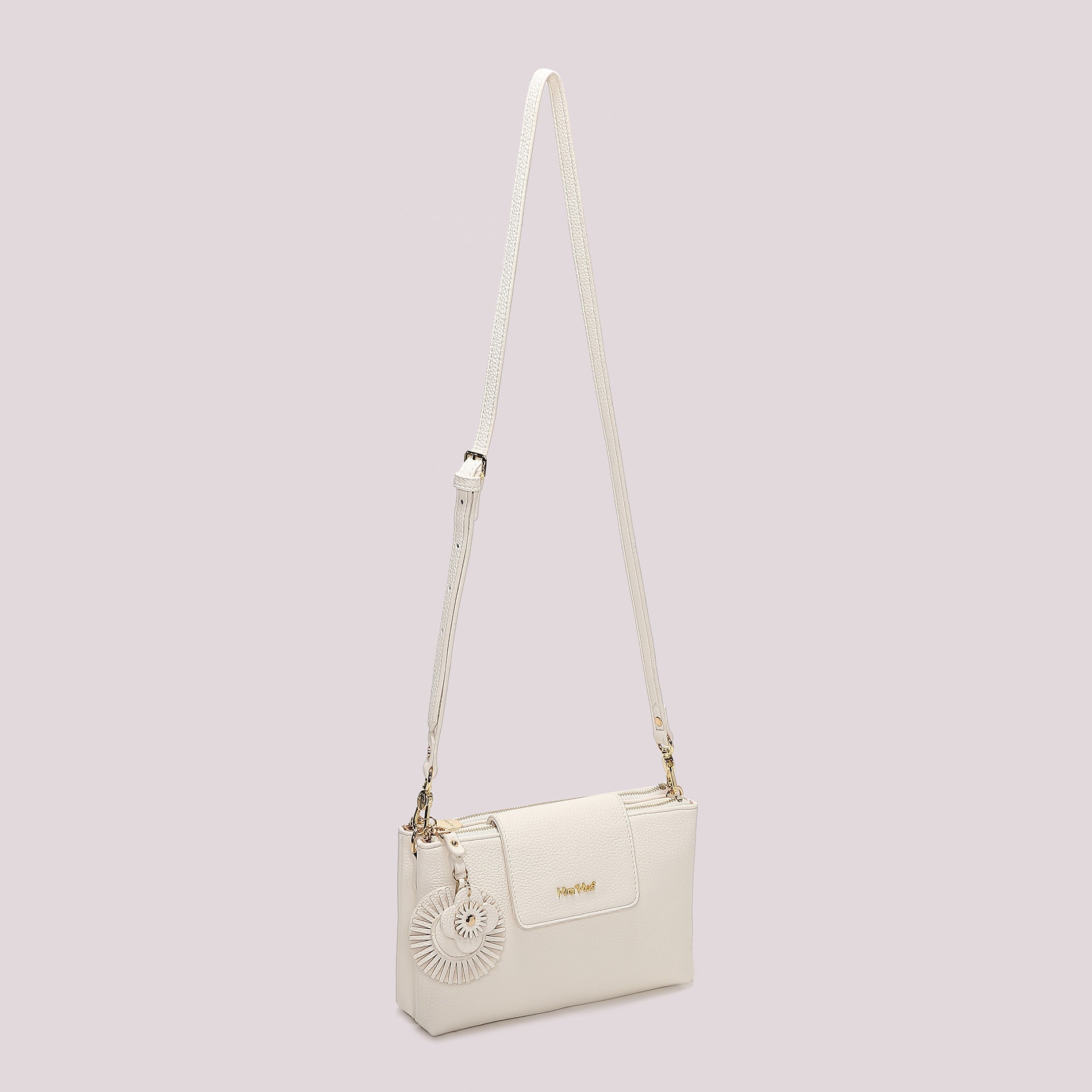 Borsa a tracolla donna rossa Mimi Mua con patta e charm floreale Bianco TU | Giò Fashion