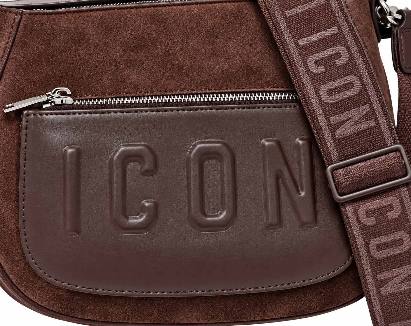 Borsa hobo effetto scamosciato con tracolla logata