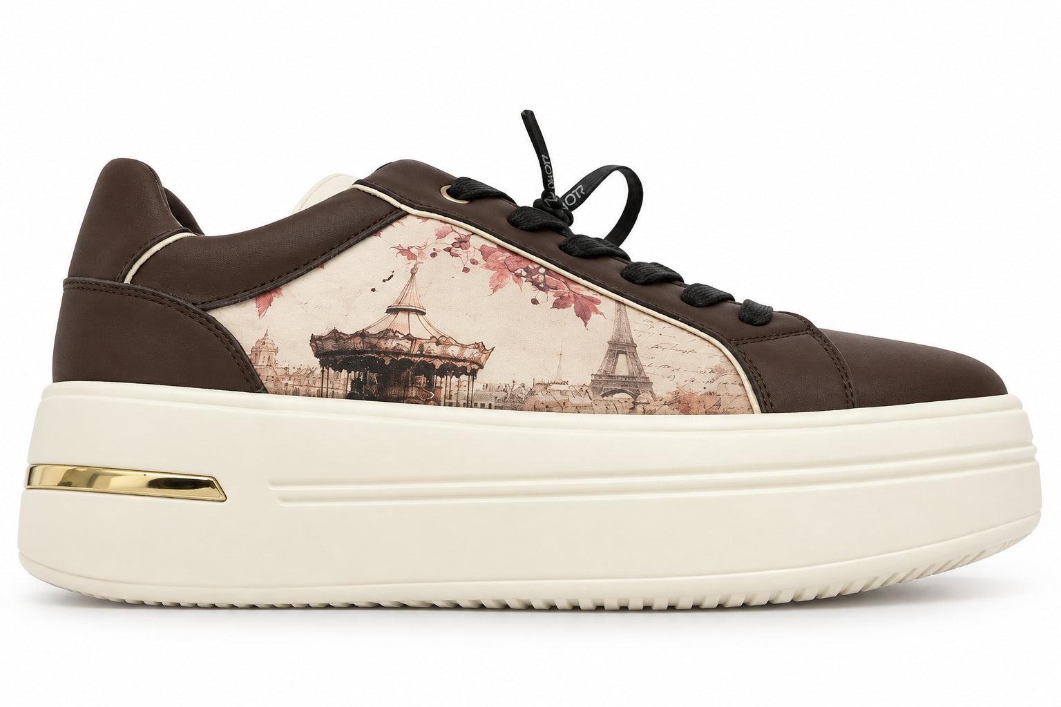 Sneakers Donna Ynot? Marroni Platform con Stampa Paris