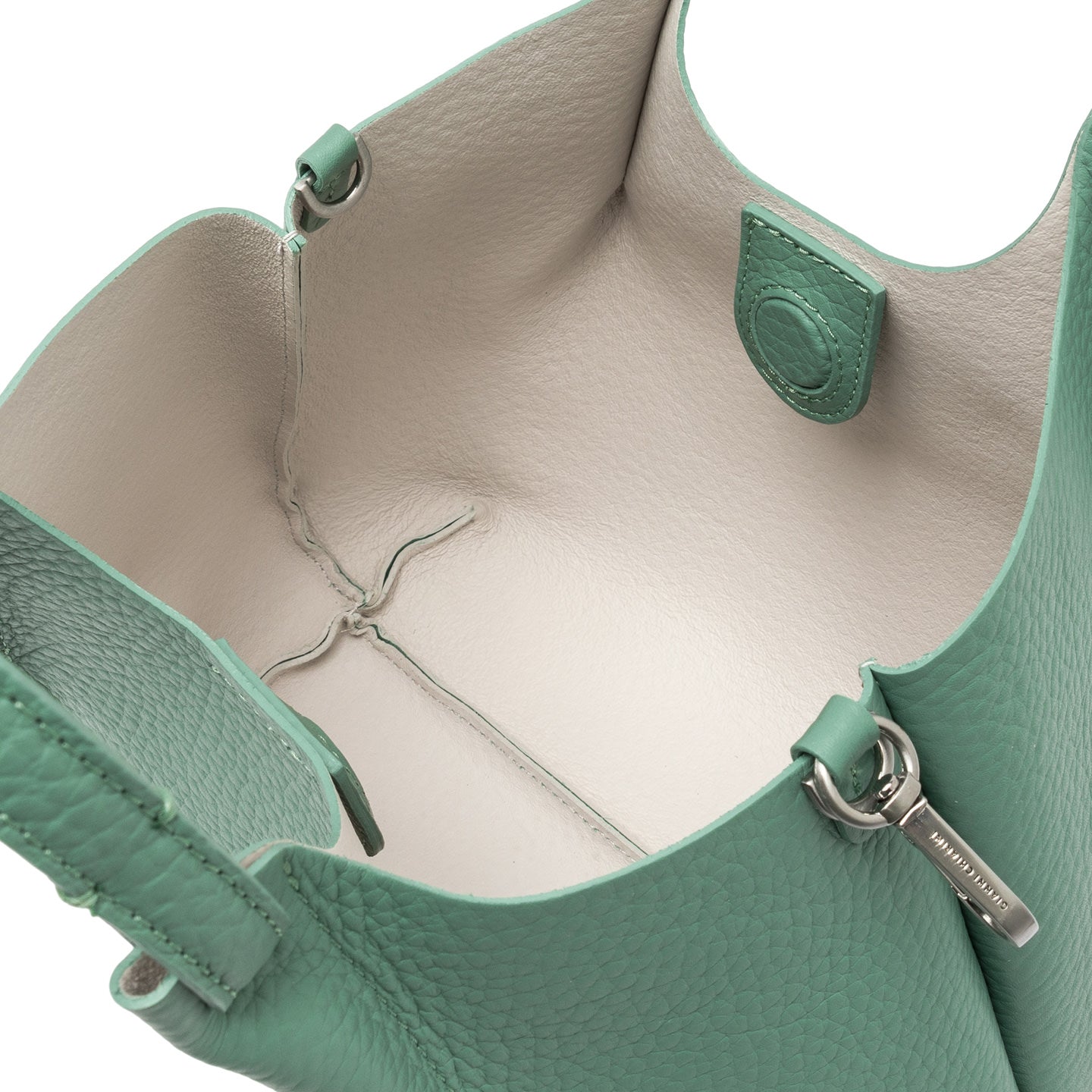 Gianni Chiarini Dua borsa in pelle grana maxi con doppi manici e tracolla Verde TU | Giò Fashion