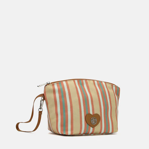 YNot beauty case a righe multicolor con logo a cuore