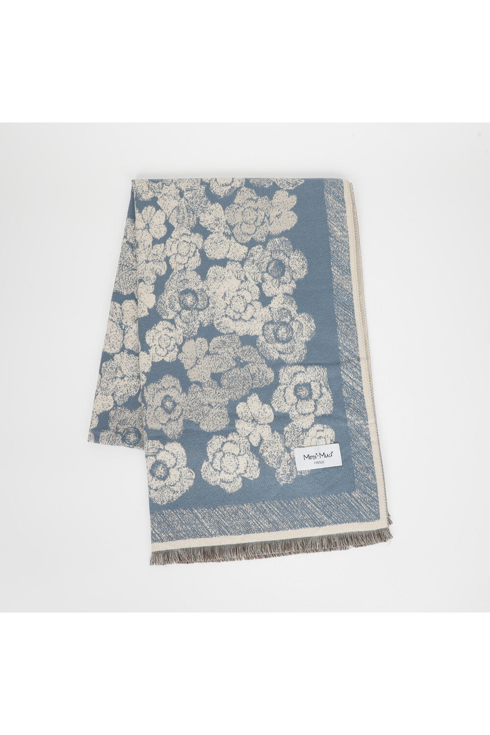 Sciarpa donna Mimi Mua con fantasia floreale a contrasto BLU TU | Giò Fashion