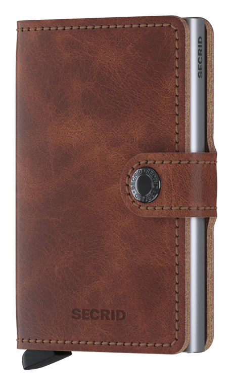 Portafoglio Secrid Miniwallet in pelle con protezione RFID e chiusura a bottone Marrone TU | Giò Fashion