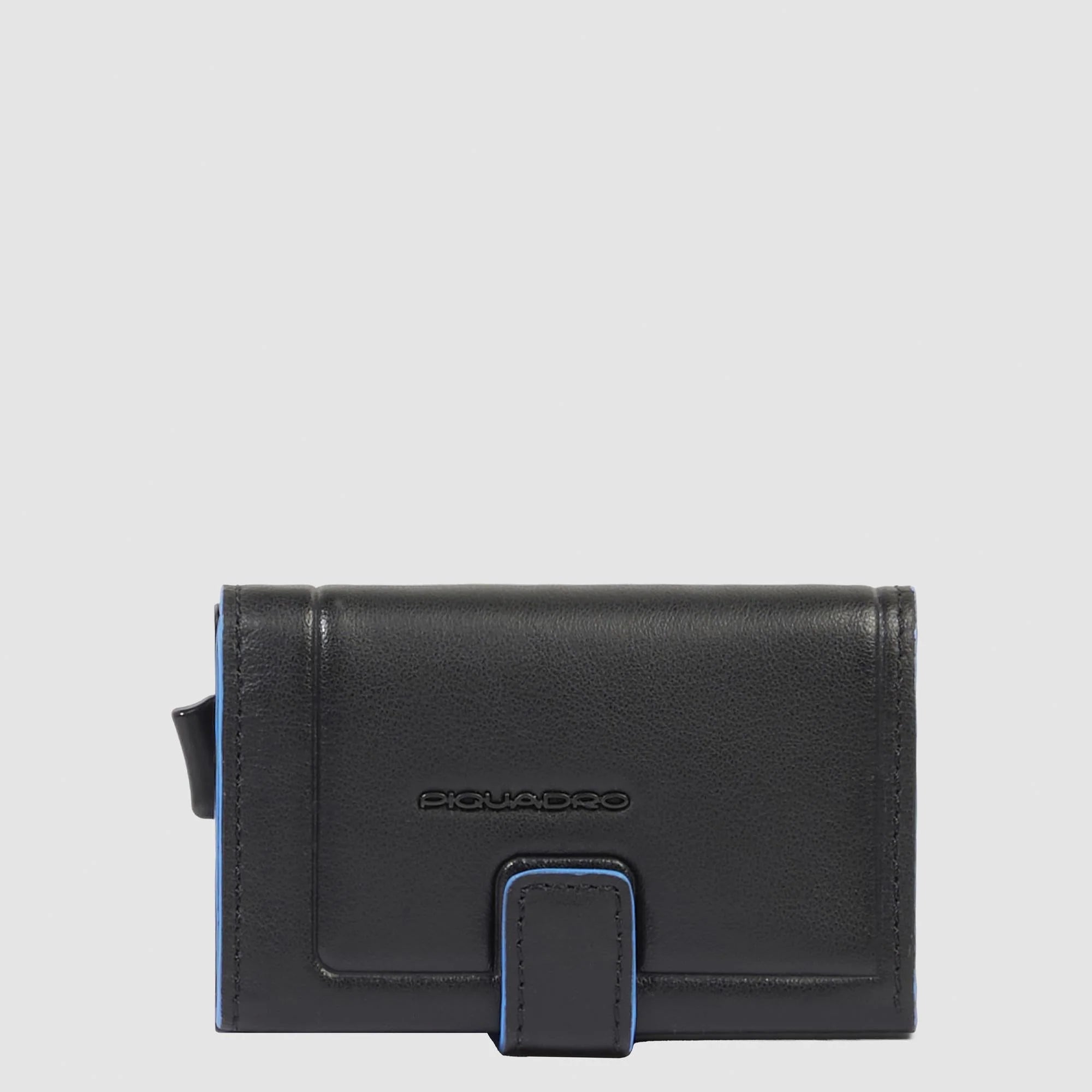Portacarte Piquadro uomo automatico in pelle con protezione RFID Nero TU | Giò Fashion