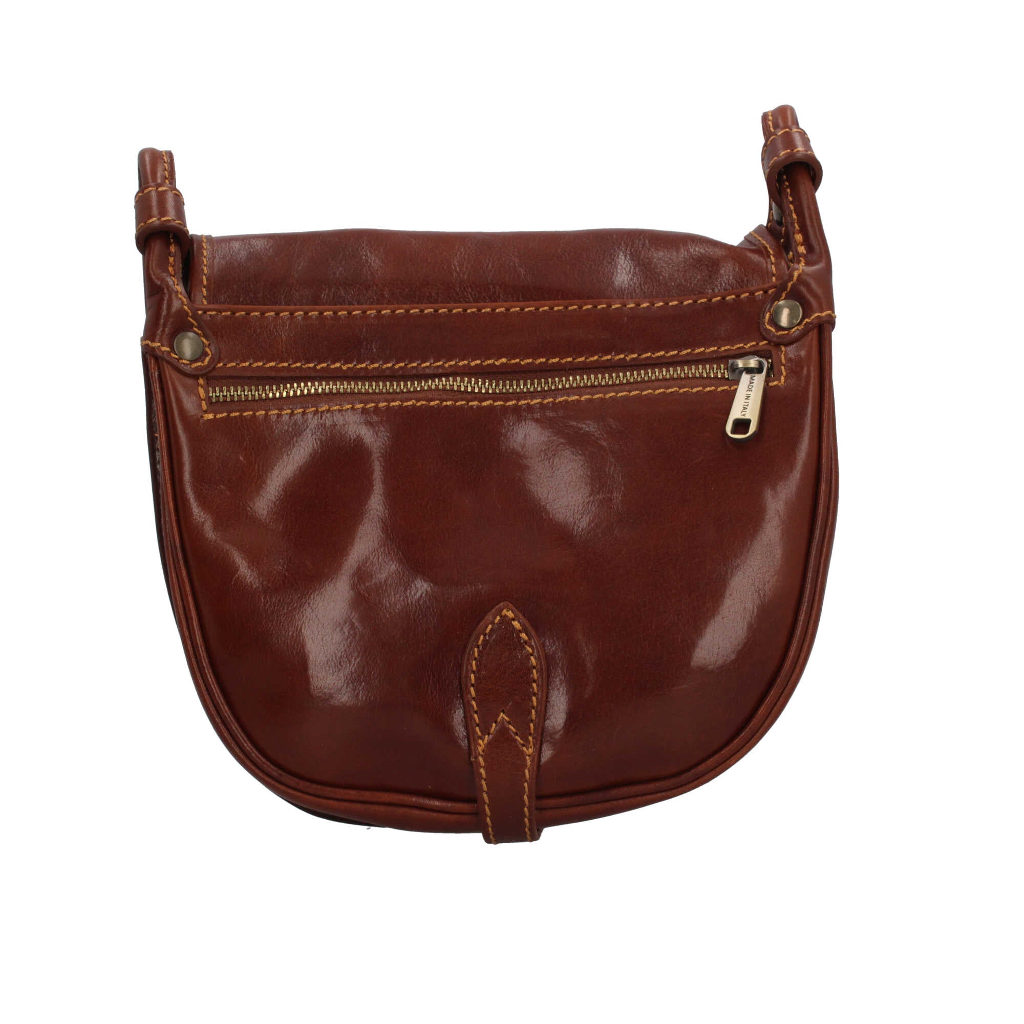 borsa a spalla con chiusura con patta made in italy in vera pelle Marrone TU | Giò Fashion