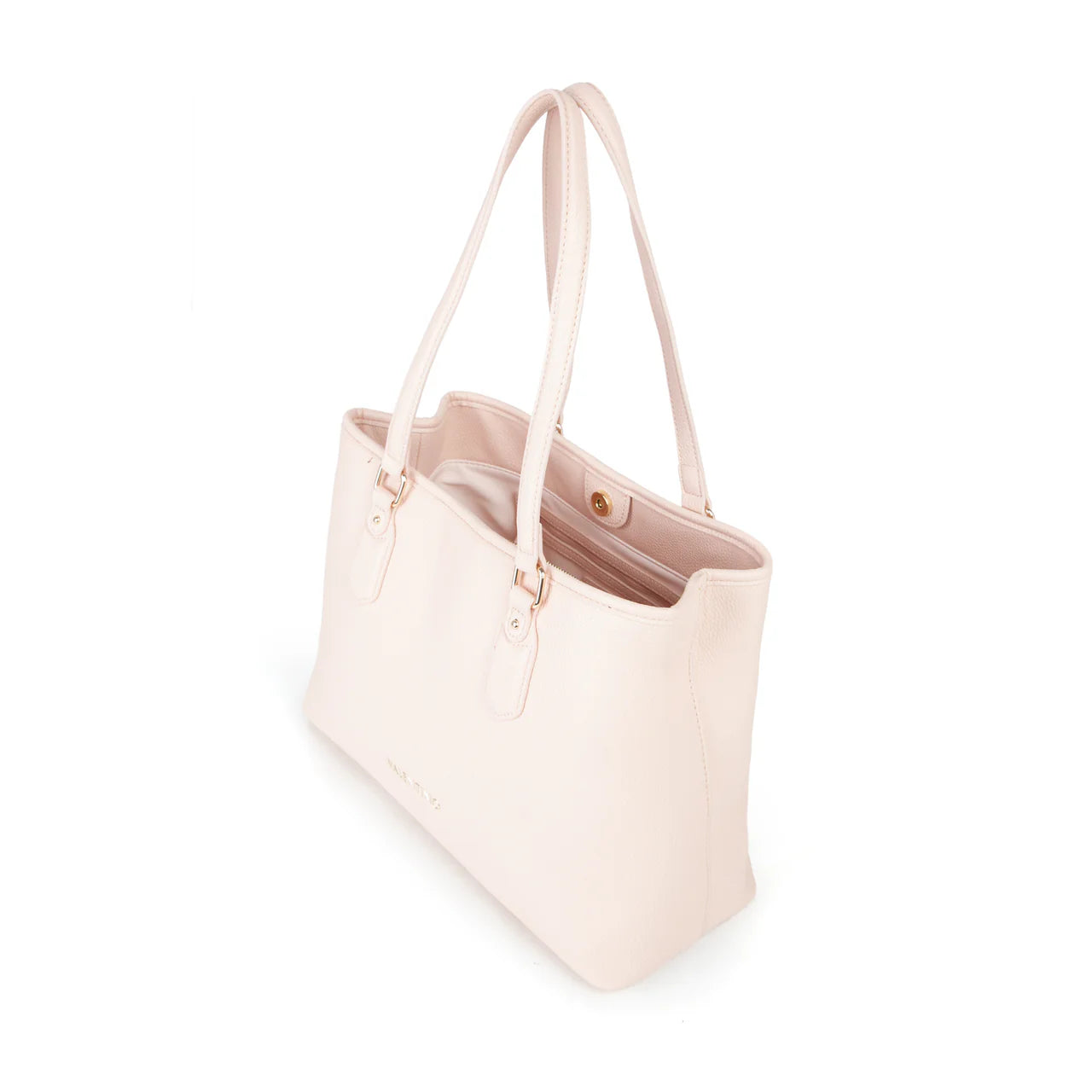 Shopping bag Valentino Brixton in nappa con doppio manico e finitura effetto grana Beige TU | Giò Fashion