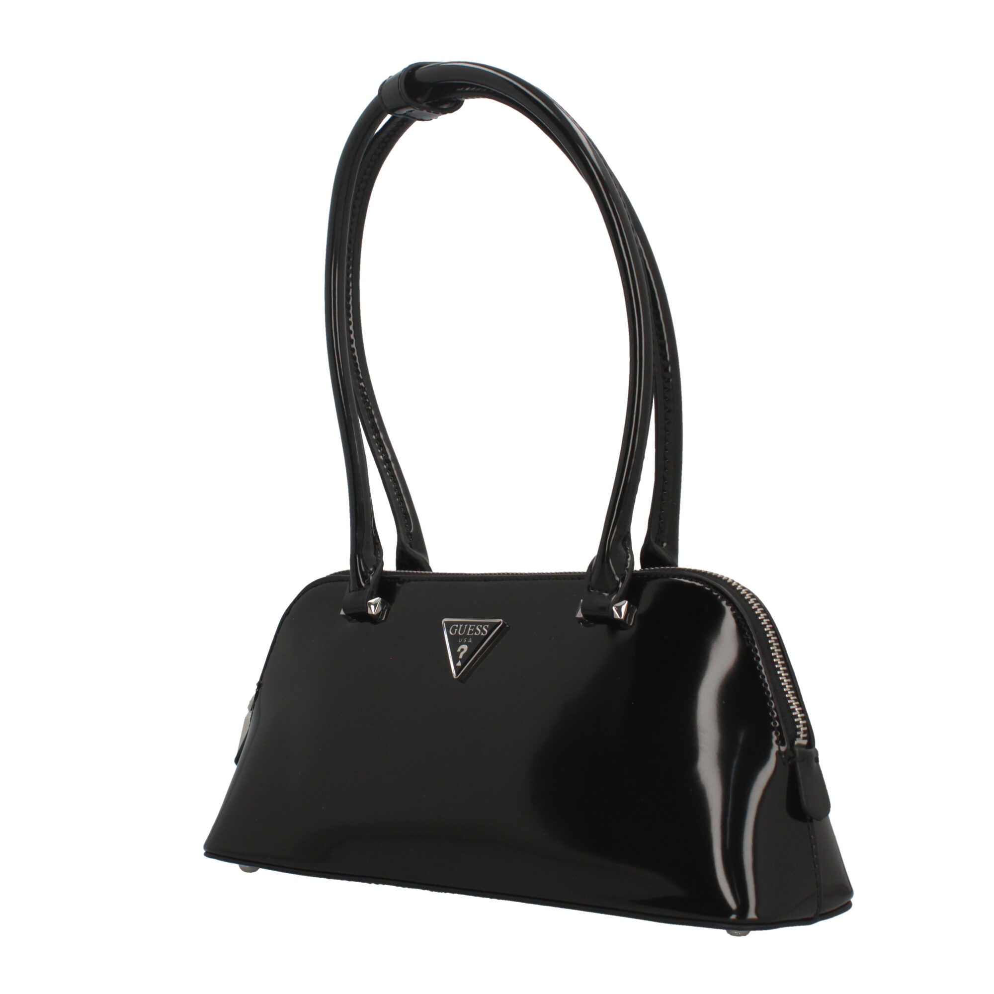 Borsa a spalla con manici rigidi e chiusura zip Guess NERO TU | Giò Fashion