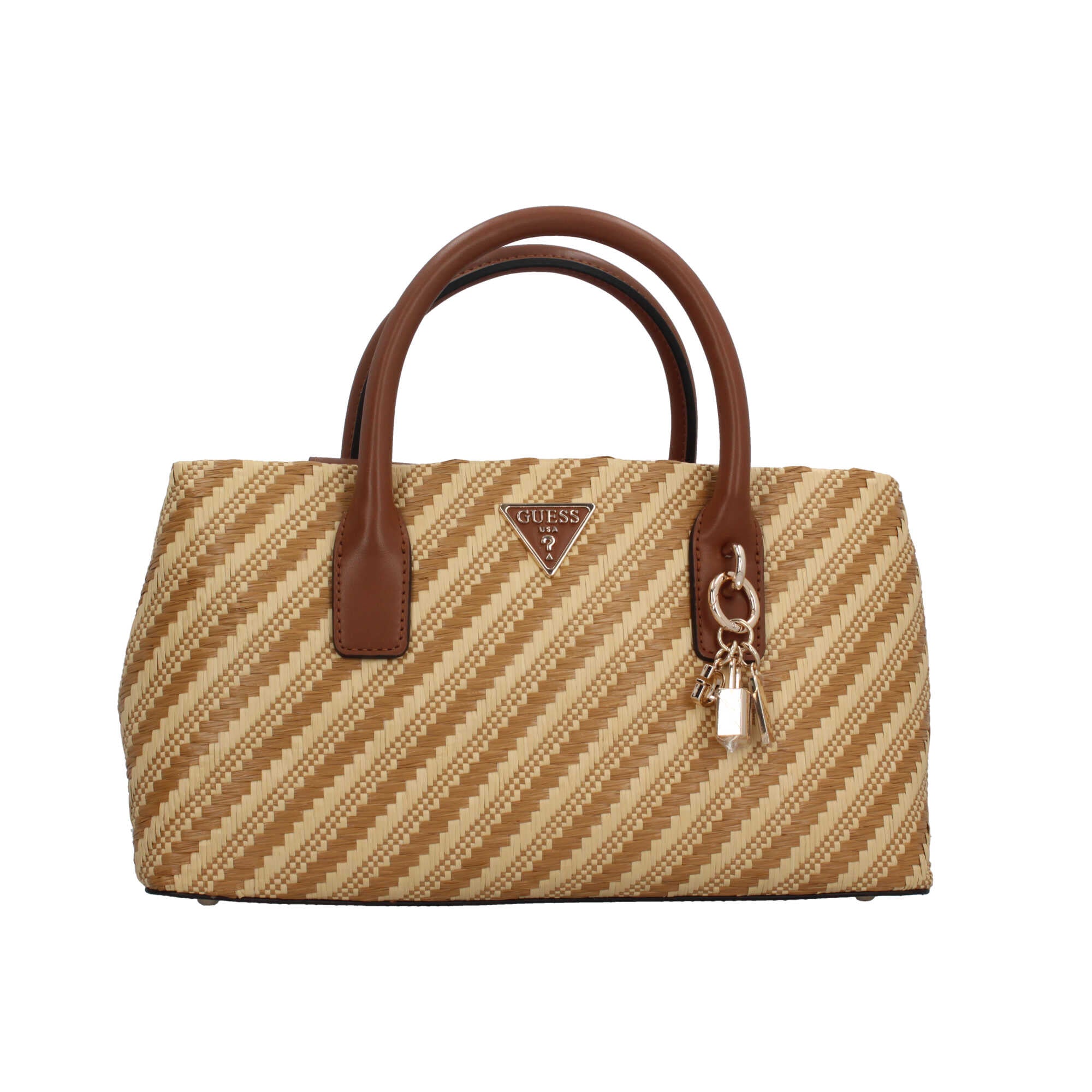 Borsa a mano Guess con effetto intrecciato e charm decorativo