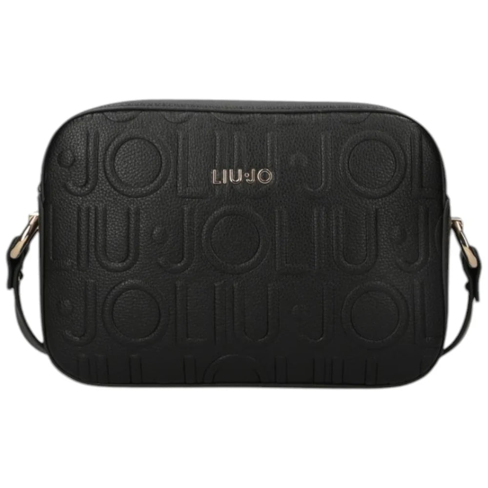Borsa a tracolla Liu Jo con logo in rilievo all over Nero TU | Giò Fashion