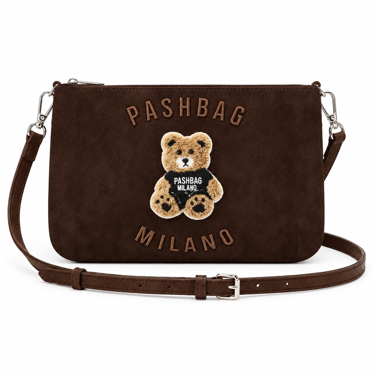 PashBag Borsa a Tracolla Compatta con Orsetto Ricamato