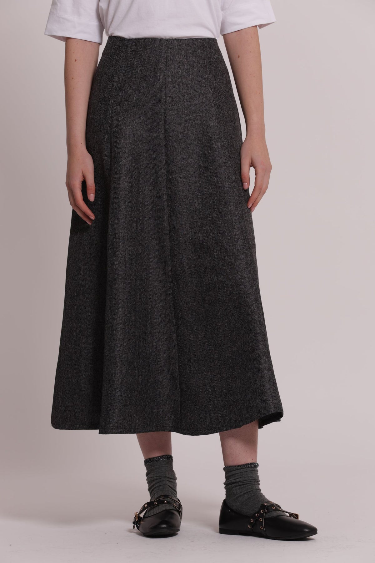 Gonna Midi Donna Mimi Mua con Zip sul Retro