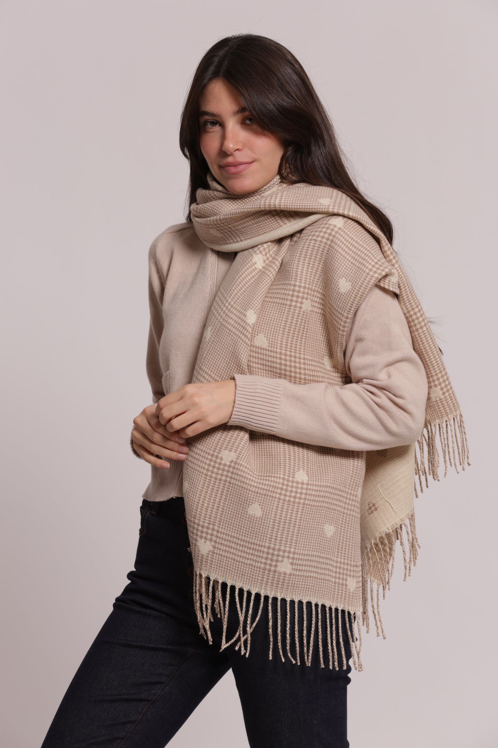 Sciarpa Donna Mimi Mua con Righe e Cuoricini