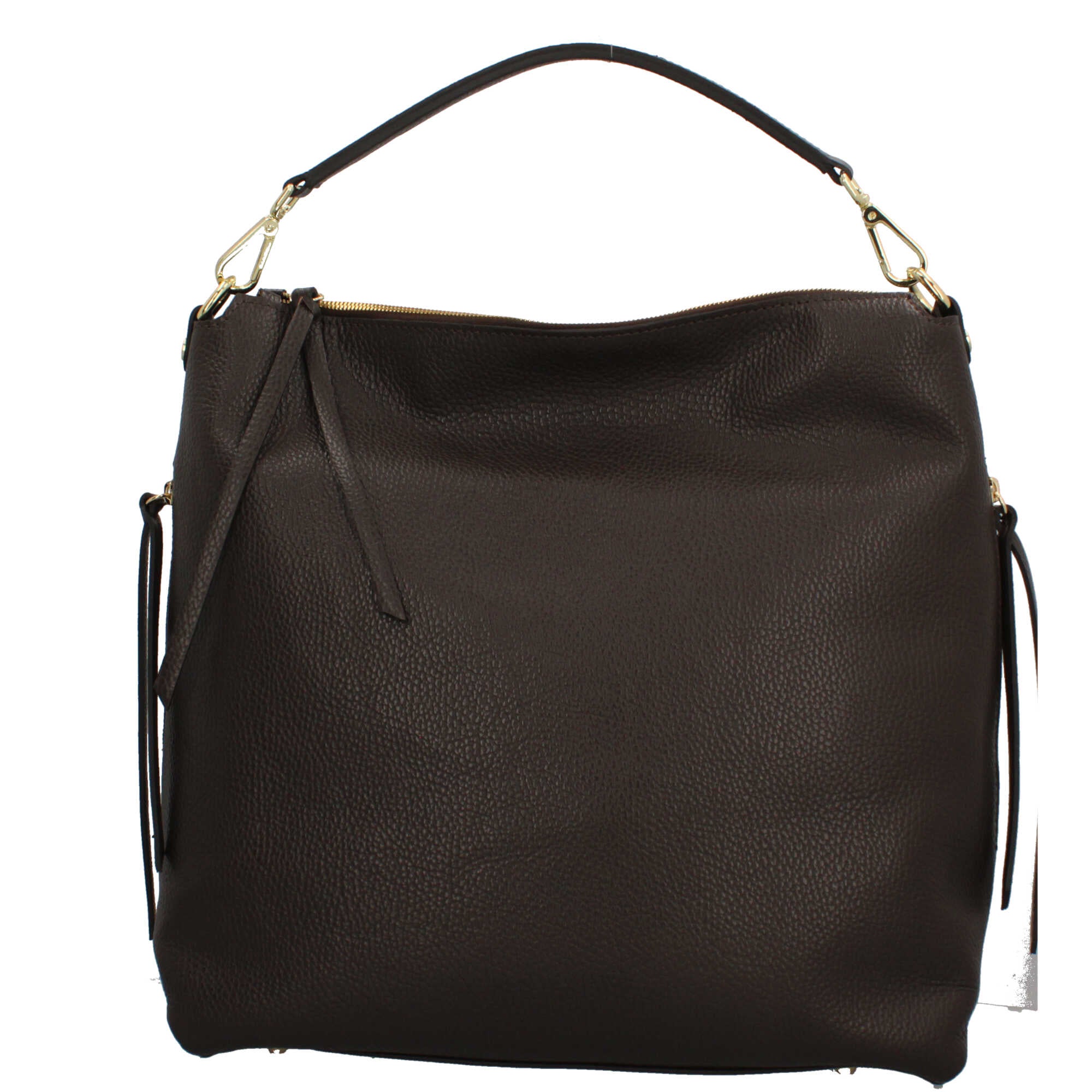 Borsa a spalla Made in Italy in pelle con tracolla rimovibile Marrone TU | Giò Fashion