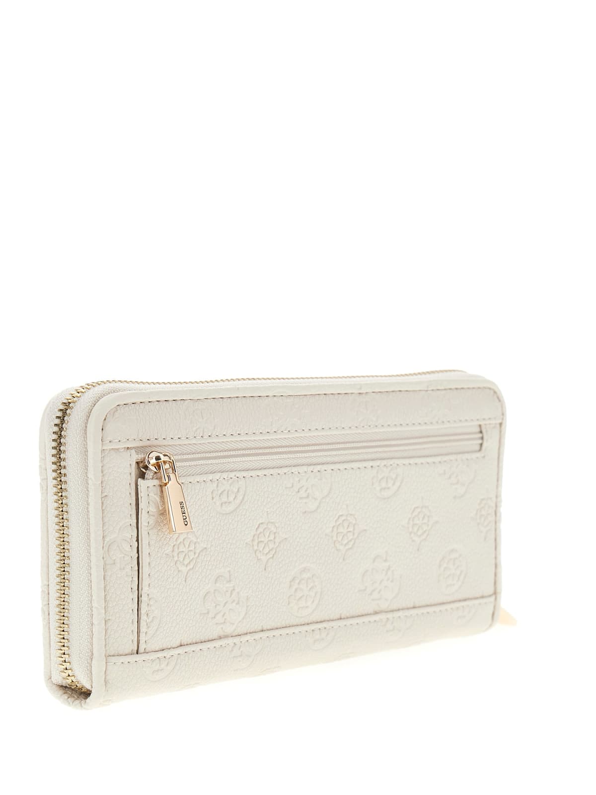 Portafoglio Guess donna zip around con logo emboss e dettaglio metallico GRIGIO LOGO TU | Giò Fashion