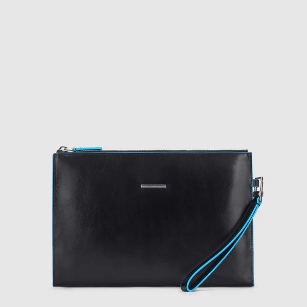 Piquadro pochette da uomo piatta con zip e laccio da polso in pelle NERO TU | Giò Fashion