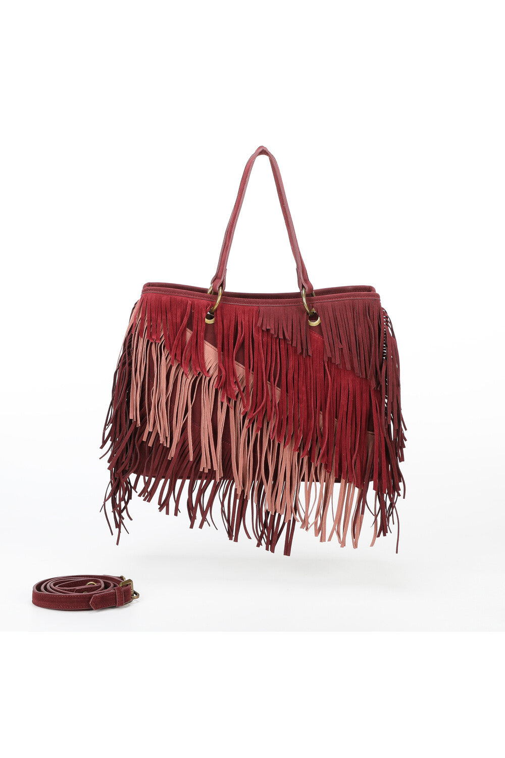 Borsa Mimi Mua con frange in suede Rosso TU | Giò Fashion
