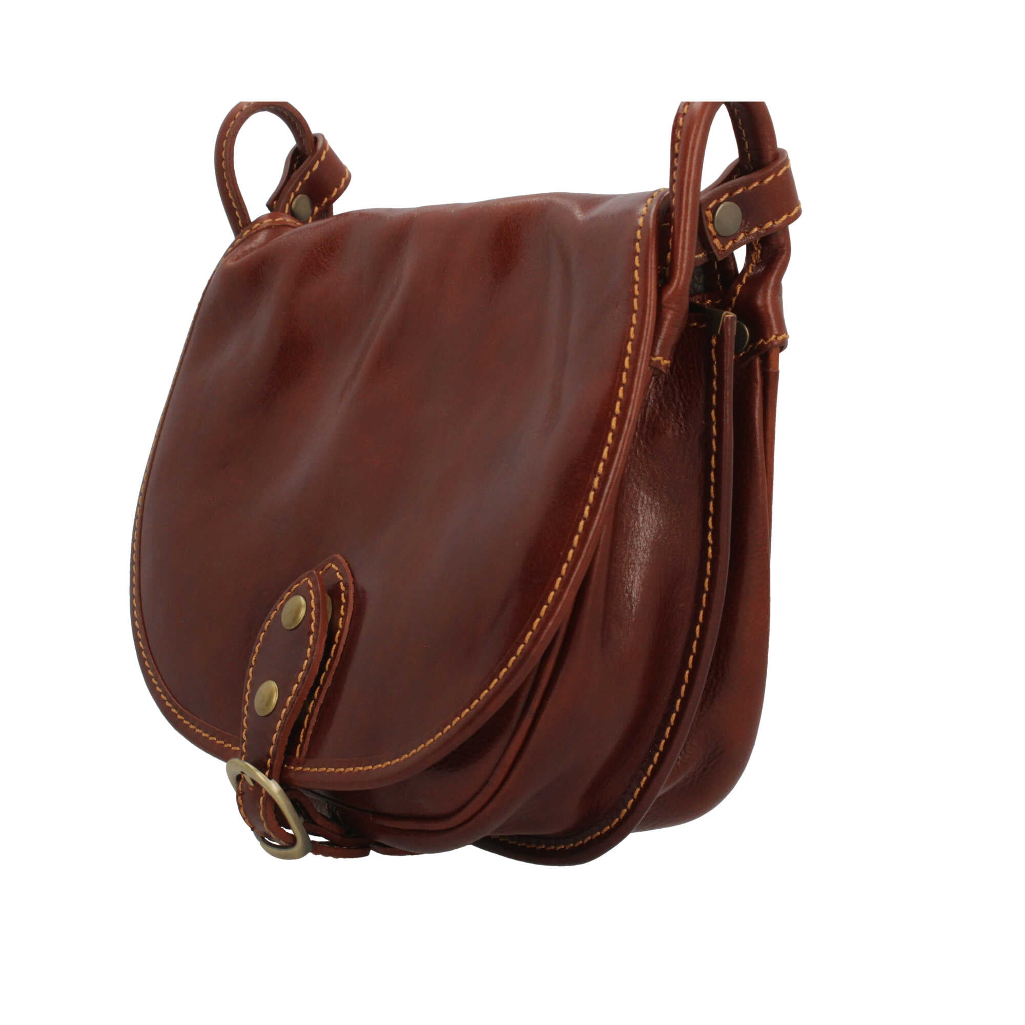 borsa a spalla con chiusura con patta made in italy in vera pelle Marrone TU | Giò Fashion
