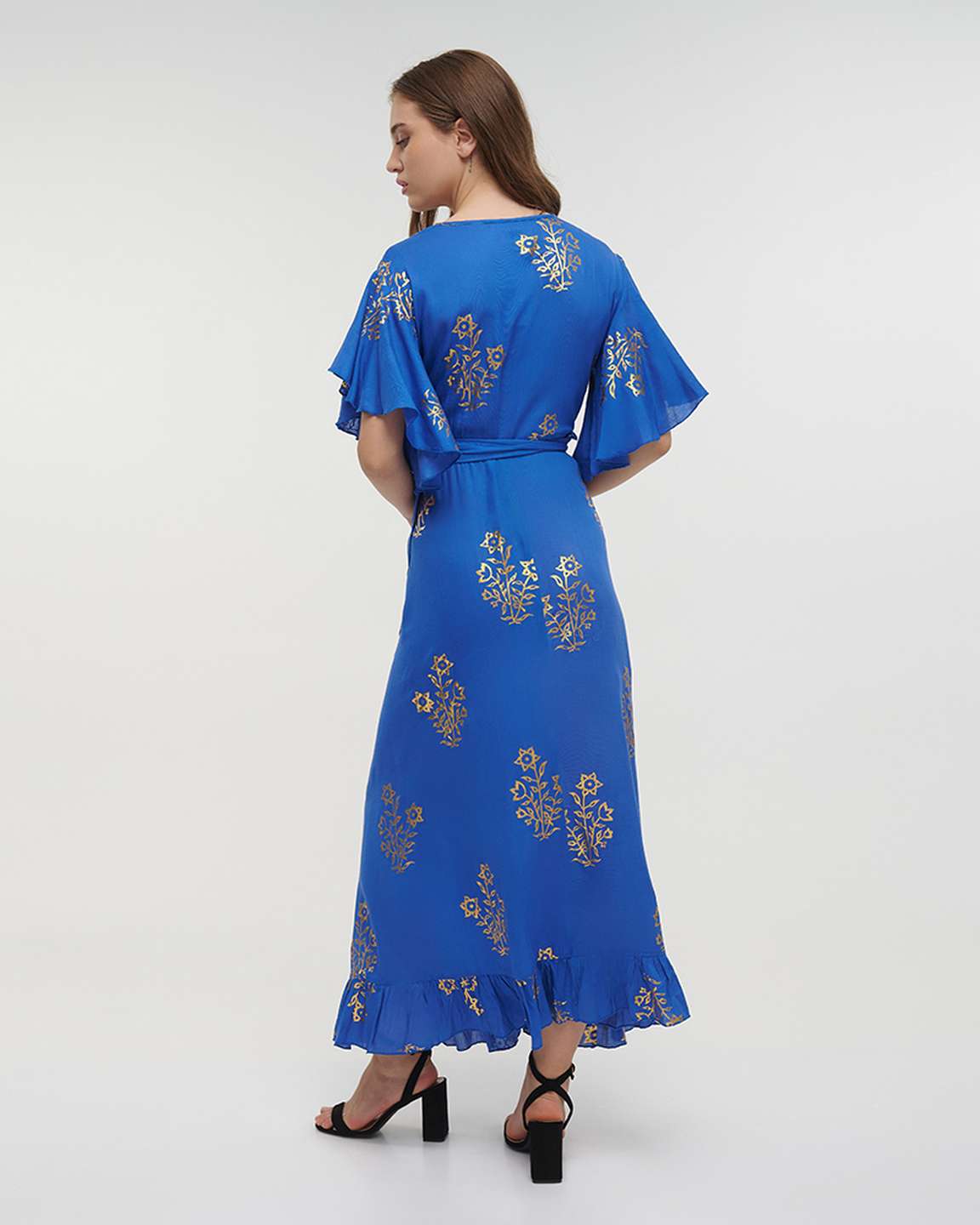 Ble Resort Collection Abito Lungo a Portafoglio a Maniche Corte con Stampe