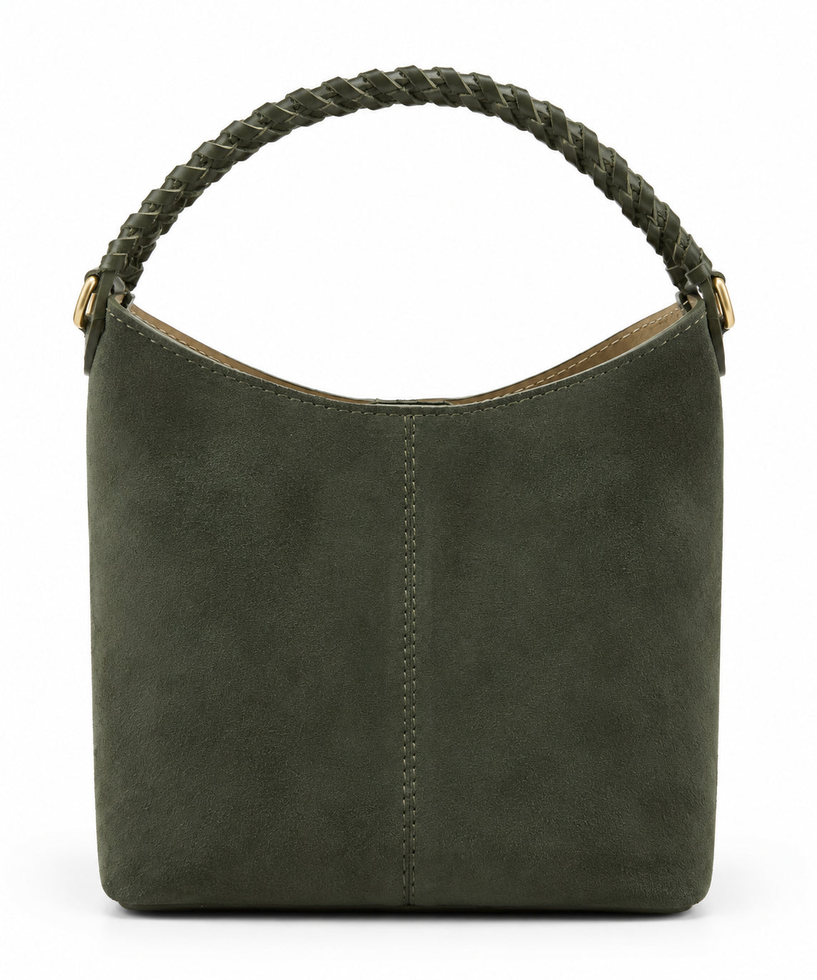 Borsa Vera Pelle in Camoscio Cuoio con Manico Intrecciato, Tracolla e Pochette