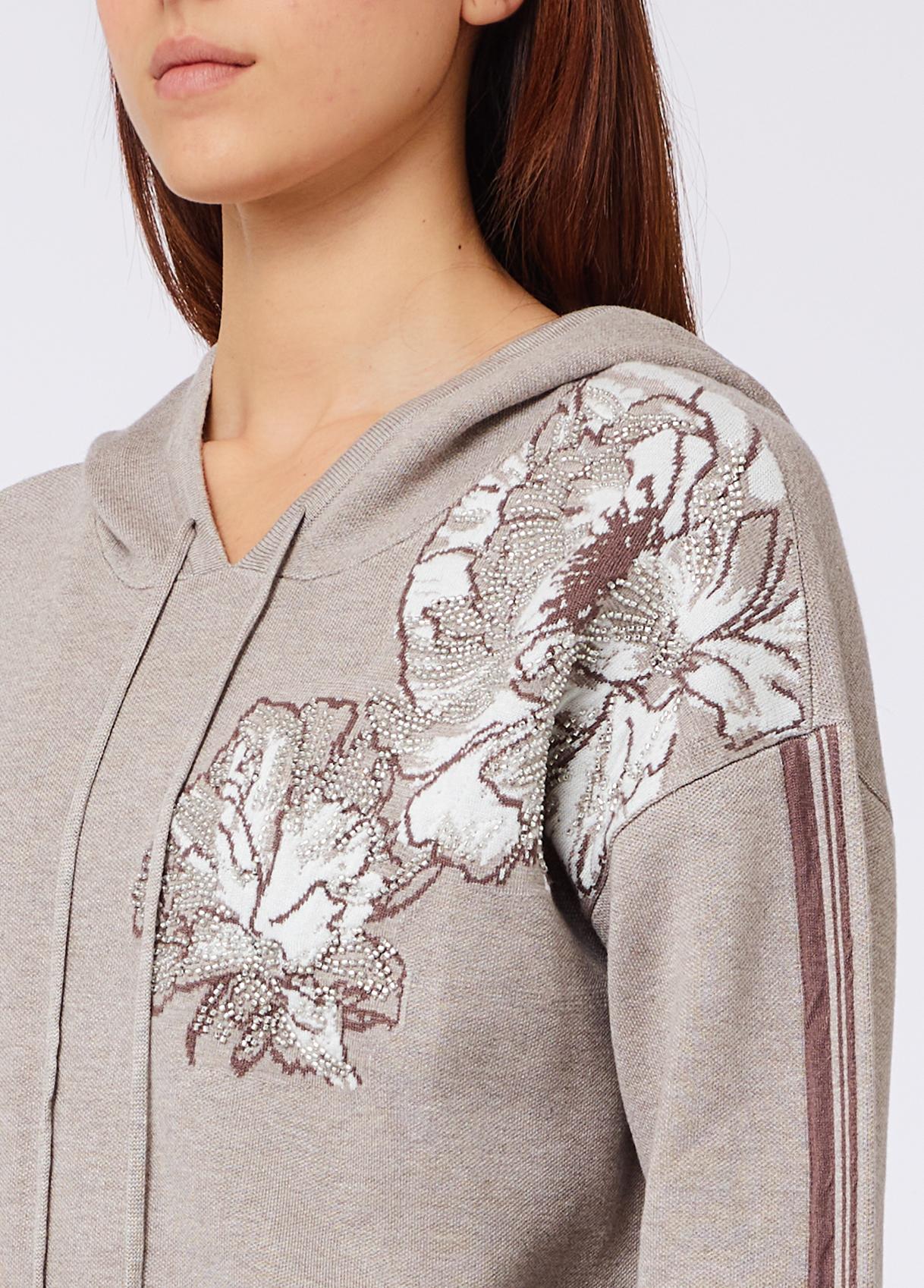 Liu Jo Maglia Donna Jacquard con Cappuccio e Dettagli Lurex