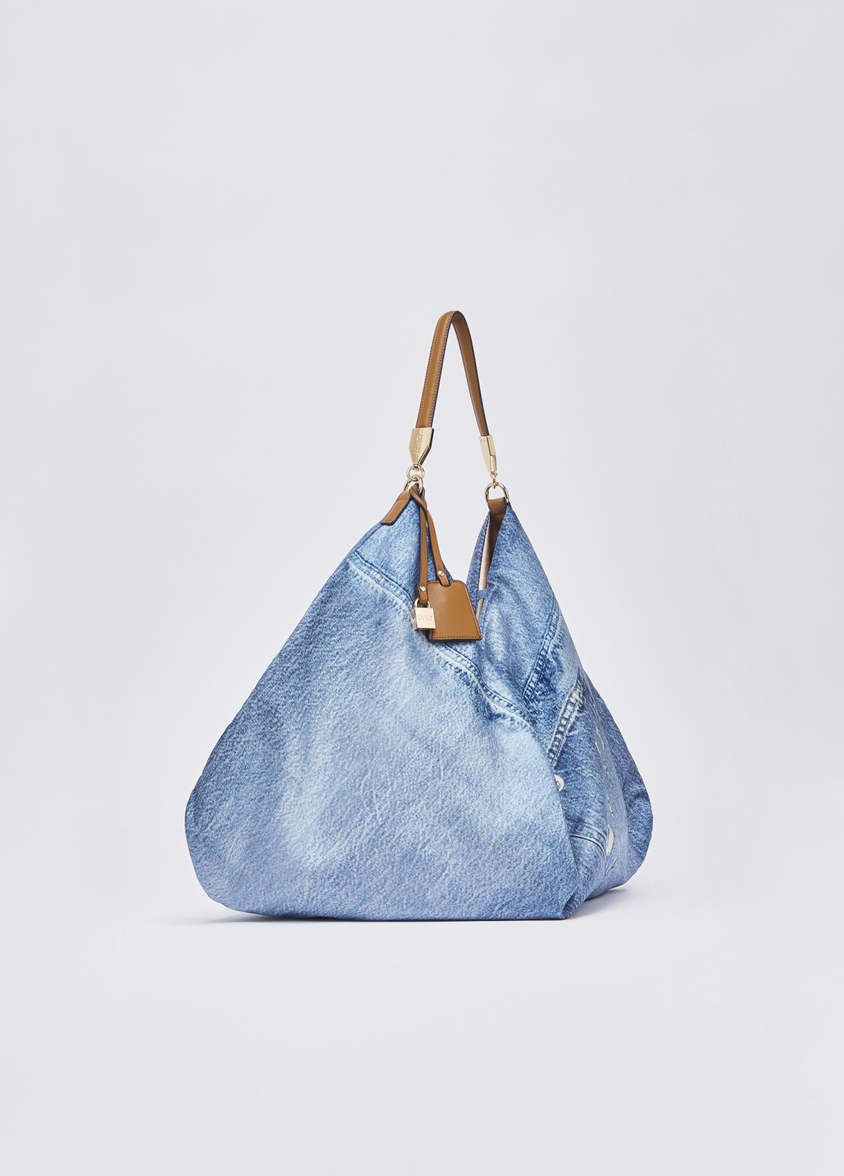 Borsa a spalla Liu Jo grande morbida con chiusura zip e manico regolabile Denim TU | Giò Fashion