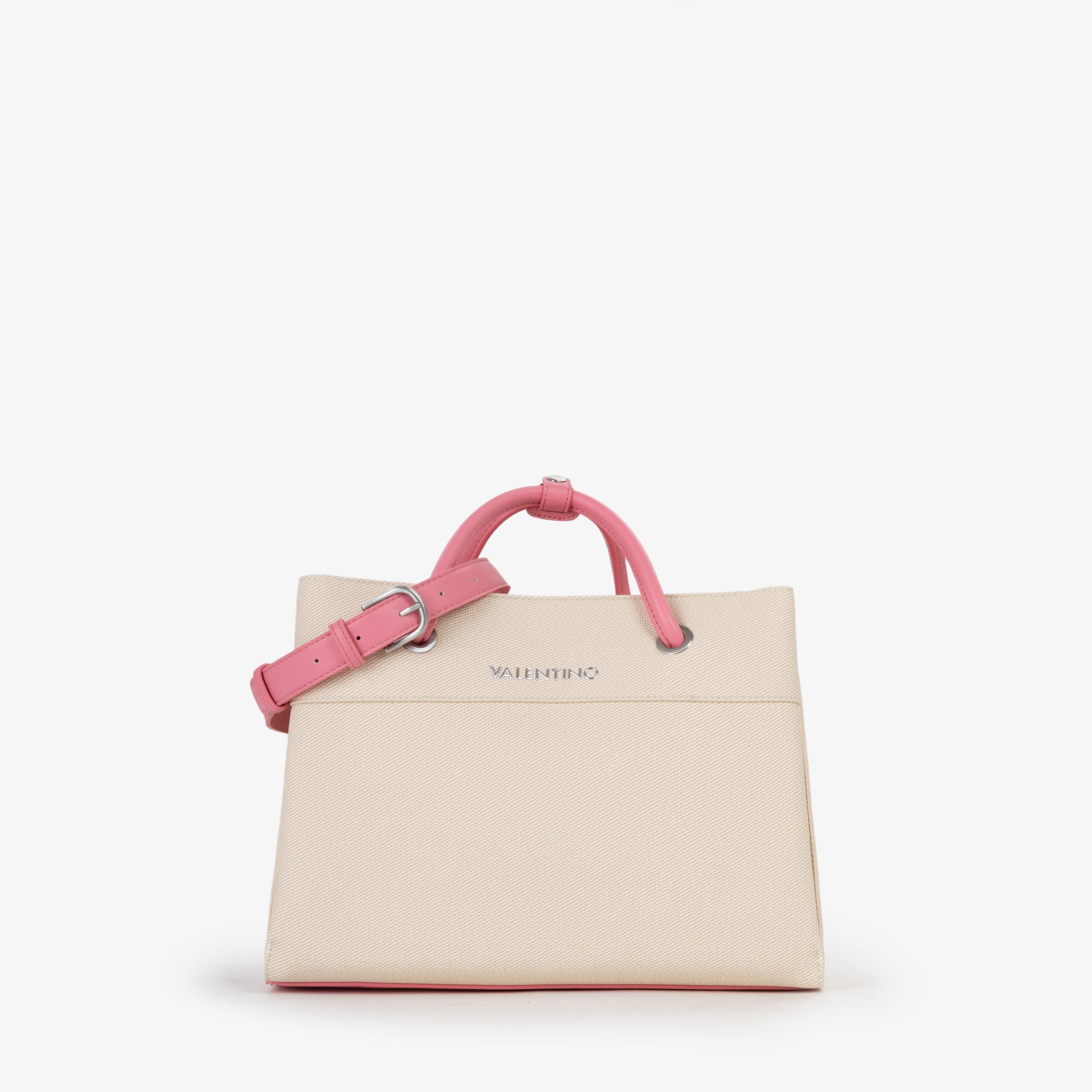 Borsa a mano Mario Valentino in tessuto con manici rigidi e tracolla regolabile Rosa TU | Giò Fashion