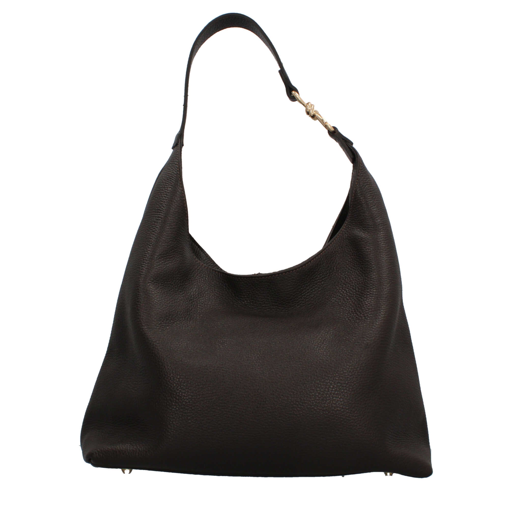 Borsa a spalla in vera pelle martellata Made in Italy Marrone TU | Giò Fashion