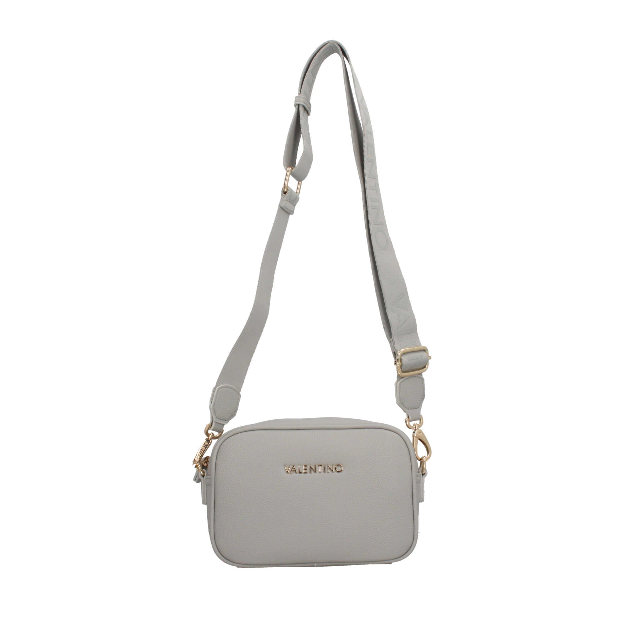 Borsa a tracolla Valentino con logo frontale e design compatto Argento TU | Giò Fashion