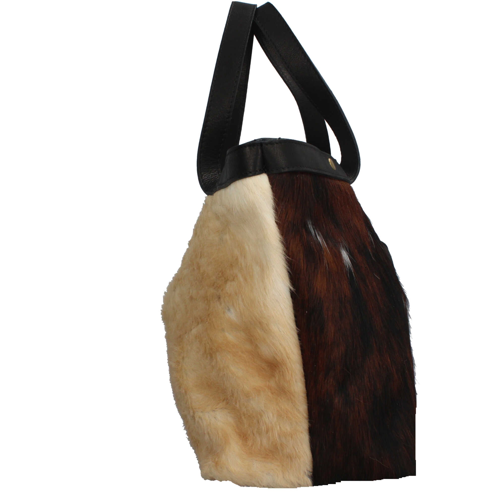 Borsa bauletto Made in Italy in pelle con pelo naturale e tracolla Beige TU | Giò Fashion