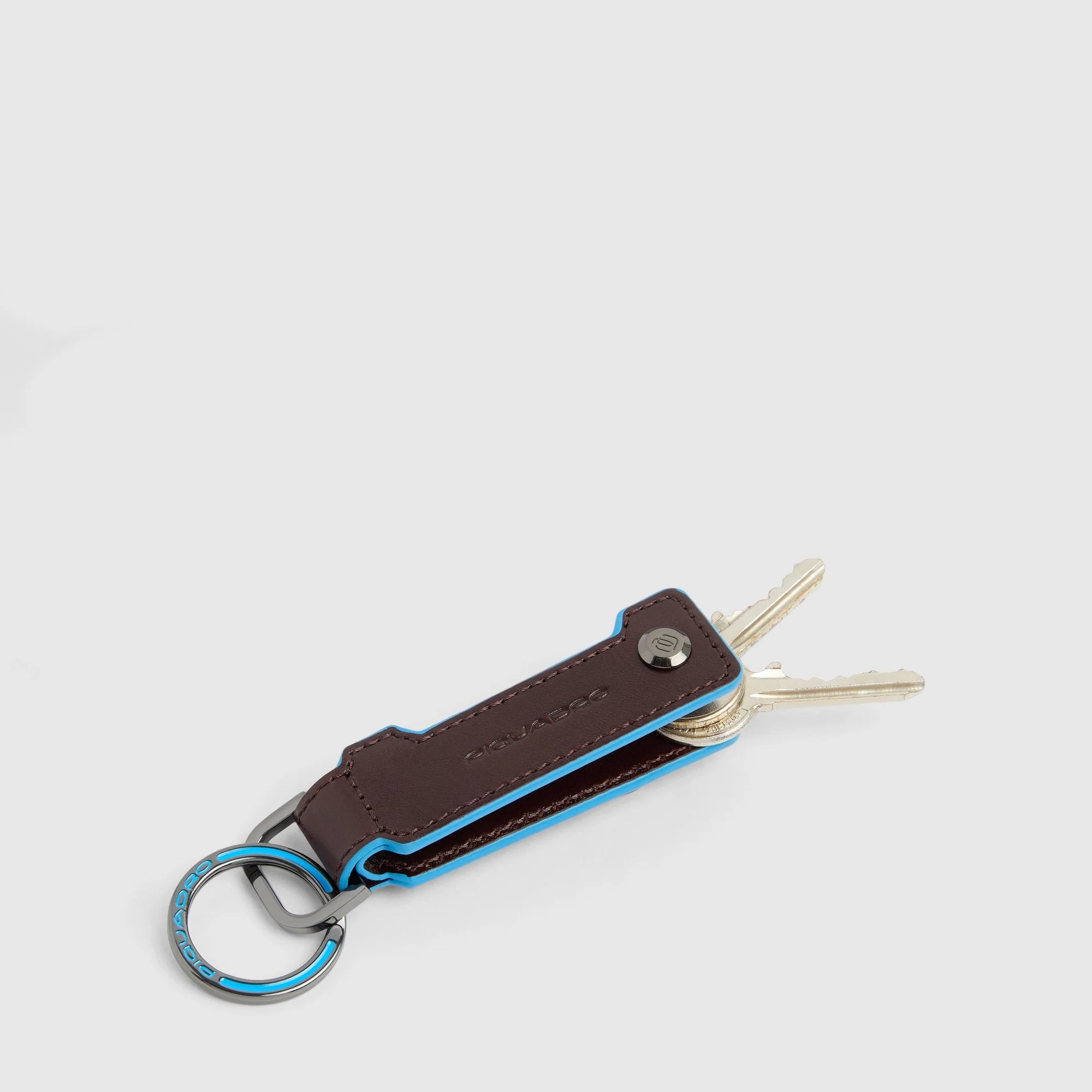 Piquadro Portachiavi Casa in Pelle Blue Square Blu Notte