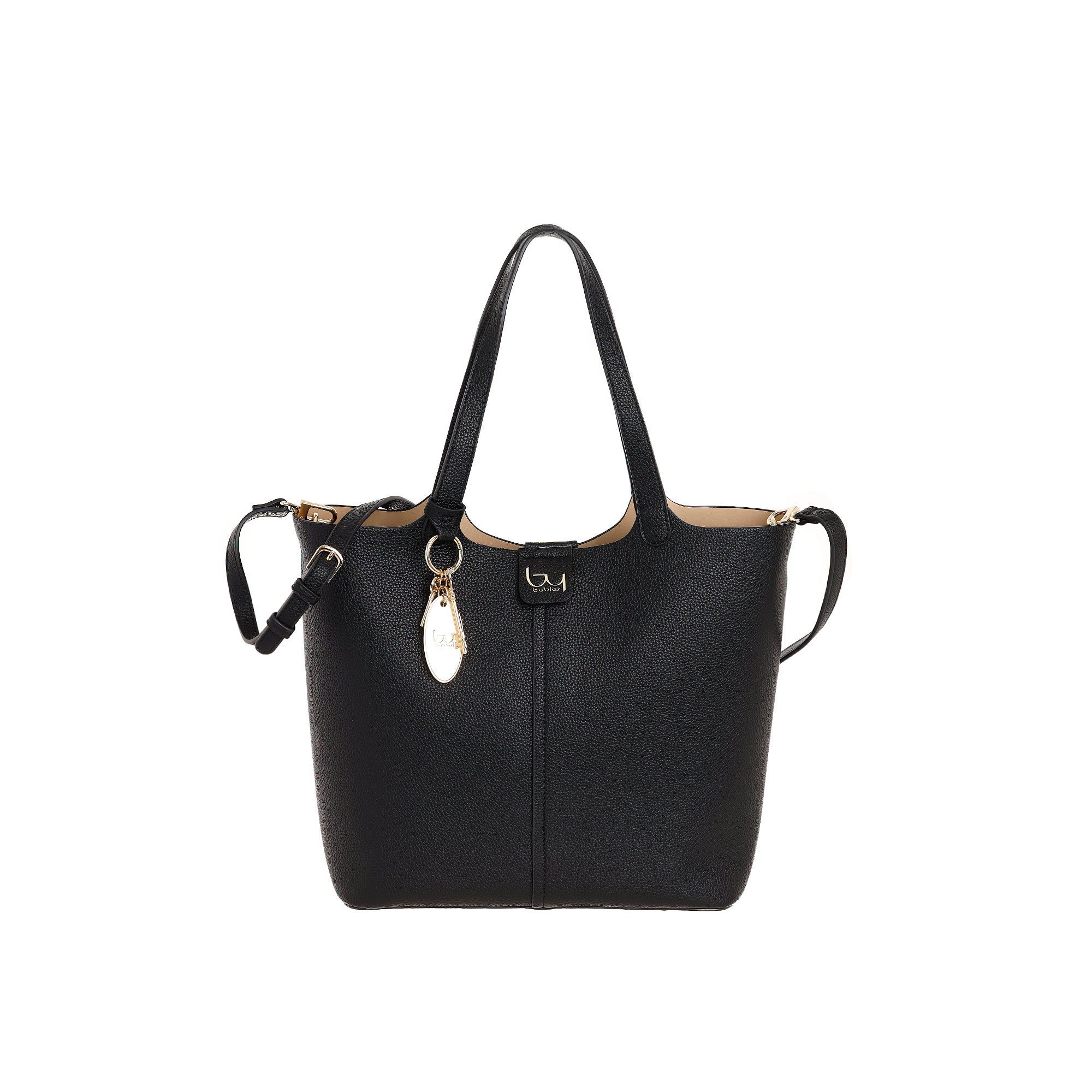 Borsa shopping Byblos donna in ecopelle con charm e tracolla regolabile Nero TU | Giò Fashion