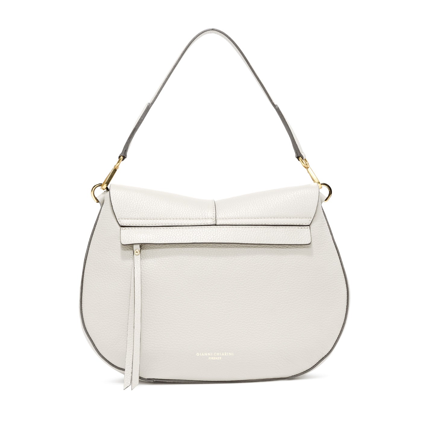 Gianni Chiarini Helena Round borsa a tracolla in pelle martellata con tracolla regolabile Bianco TU | Giò Fashion
