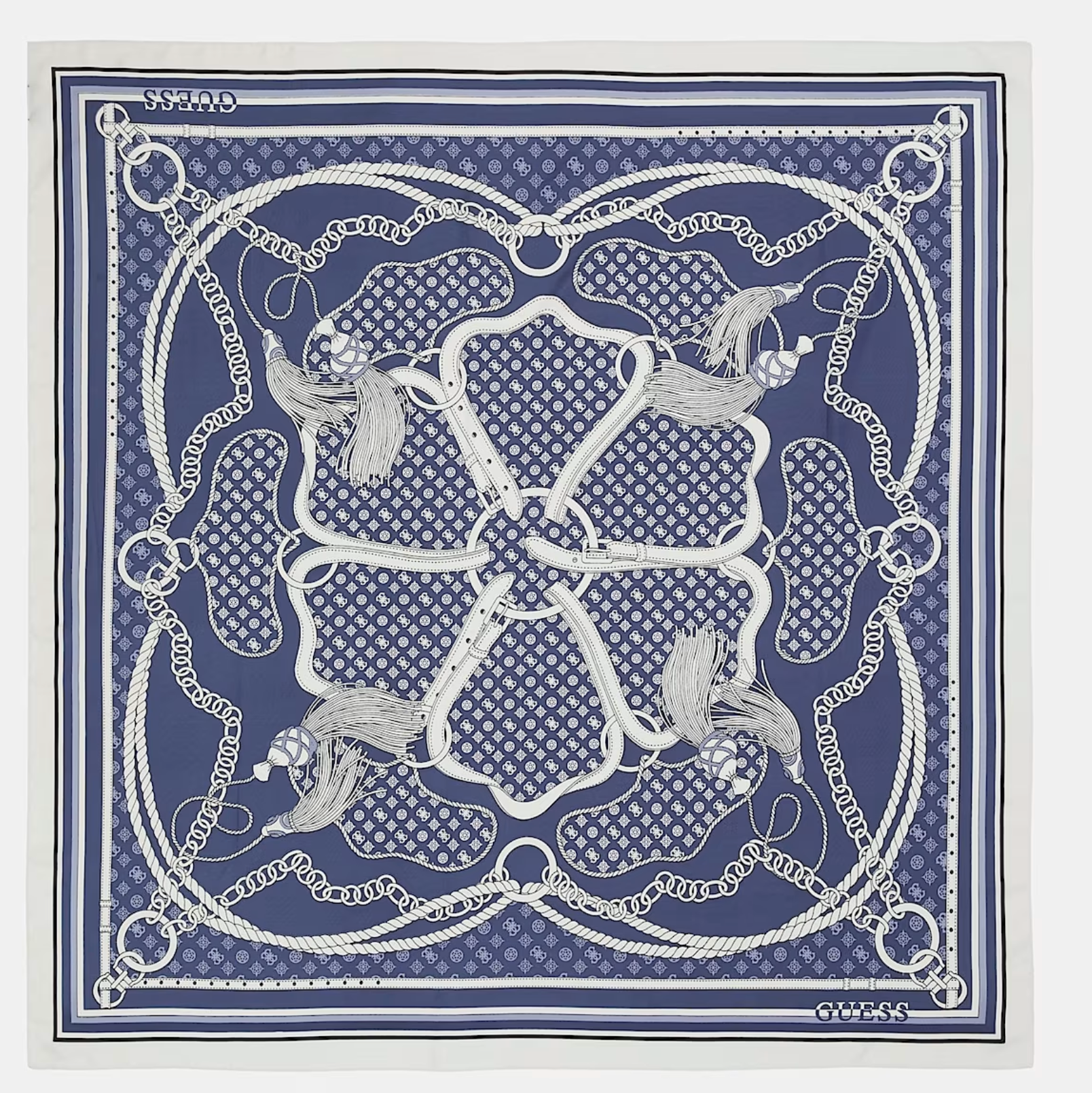 Foulard Guess Phoebe 4G con stampa catene e logo BLU TU | Giò Fashion