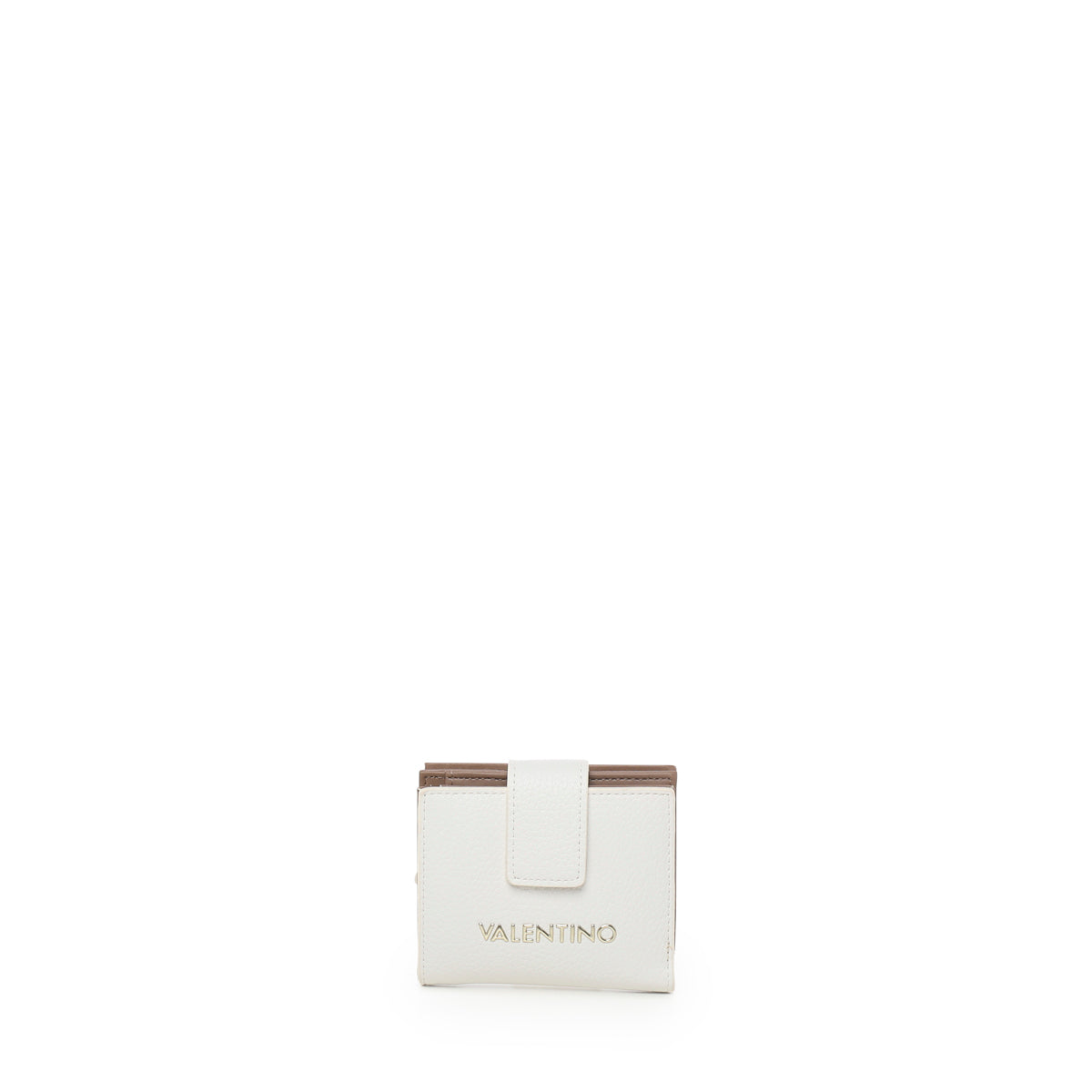 Portafoglio compatto Valentino da donna con chiusura a bottone BIANCO/CUOIO TU | Giò Fashion